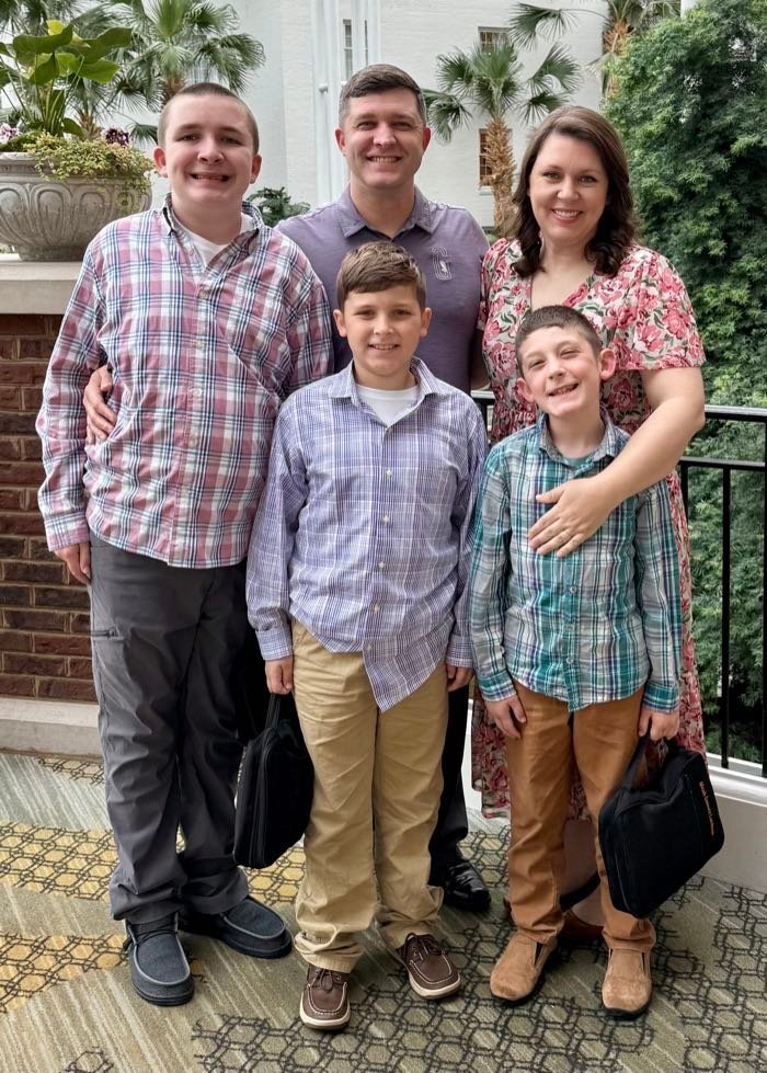 Chad Landman with his wife Bonnie and their three sons
